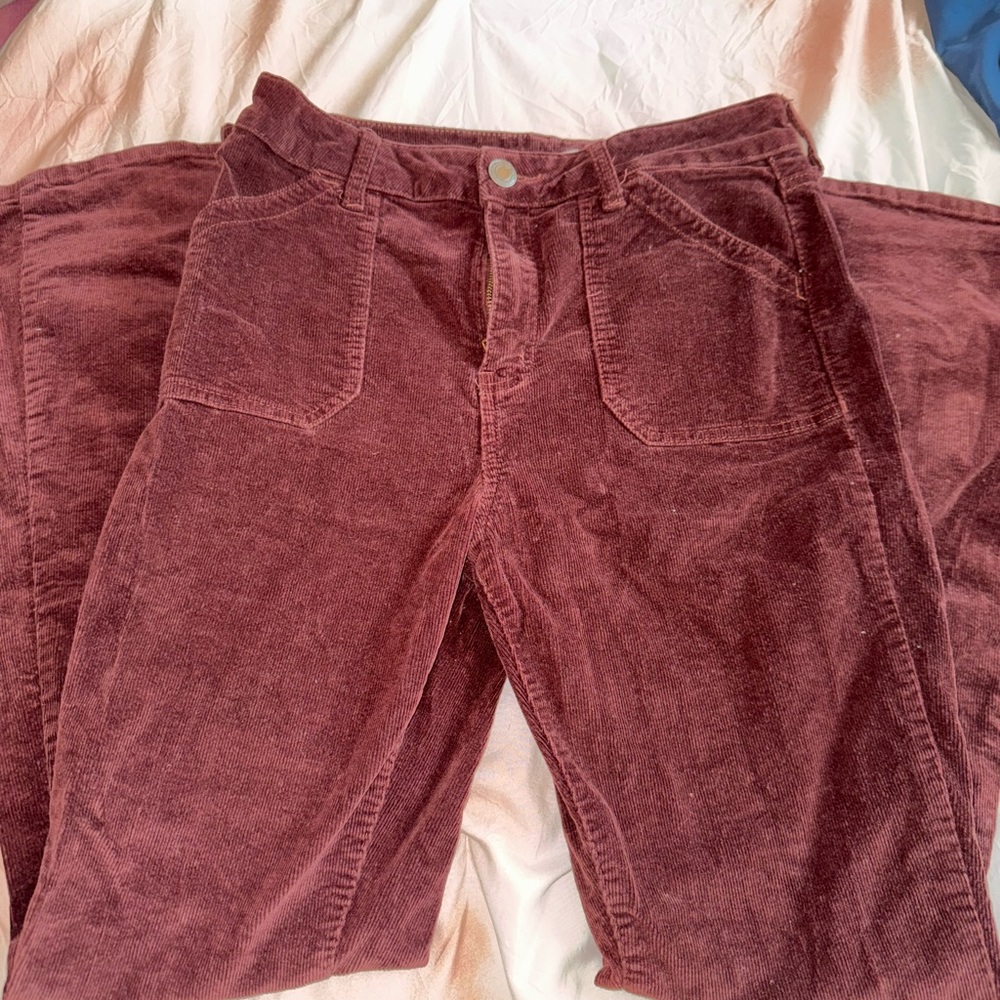 SO High Rise Corduroy Pants in Deep Burgundy